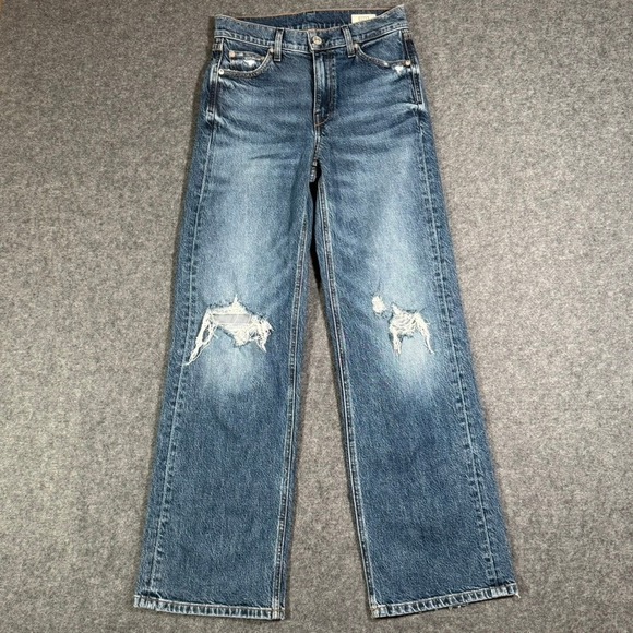 AYR Denim - AYR The Secret Sauce Distressed Wide Leg High Rise Jeans Blue Women 25S L.A.